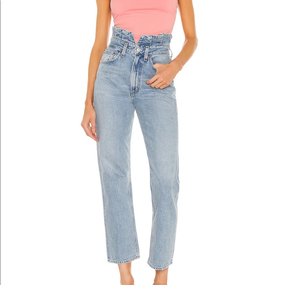 Agolde High Waist Light Blue Paperbag Jeans